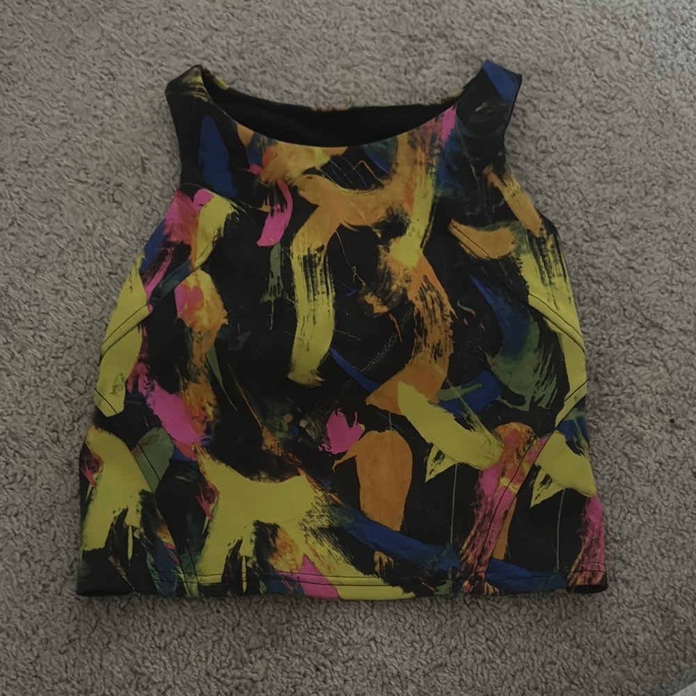 Lululemon Athletica Yellow Pink Graphic Tank Top